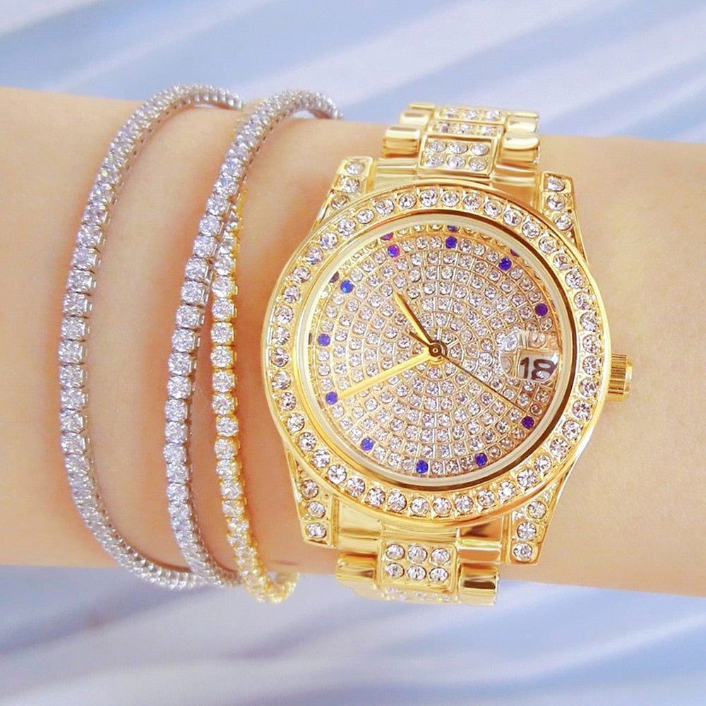  Luxury Women's Crystal Diamonds Decor Stainless Steel Dress Wristwatch - Watches for Women - DYAVOR® 