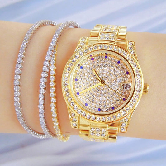  Luxury Women's Crystal Diamonds Decor Stainless Steel Dress Wristwatch - Watches for Women - DYAVOR® 