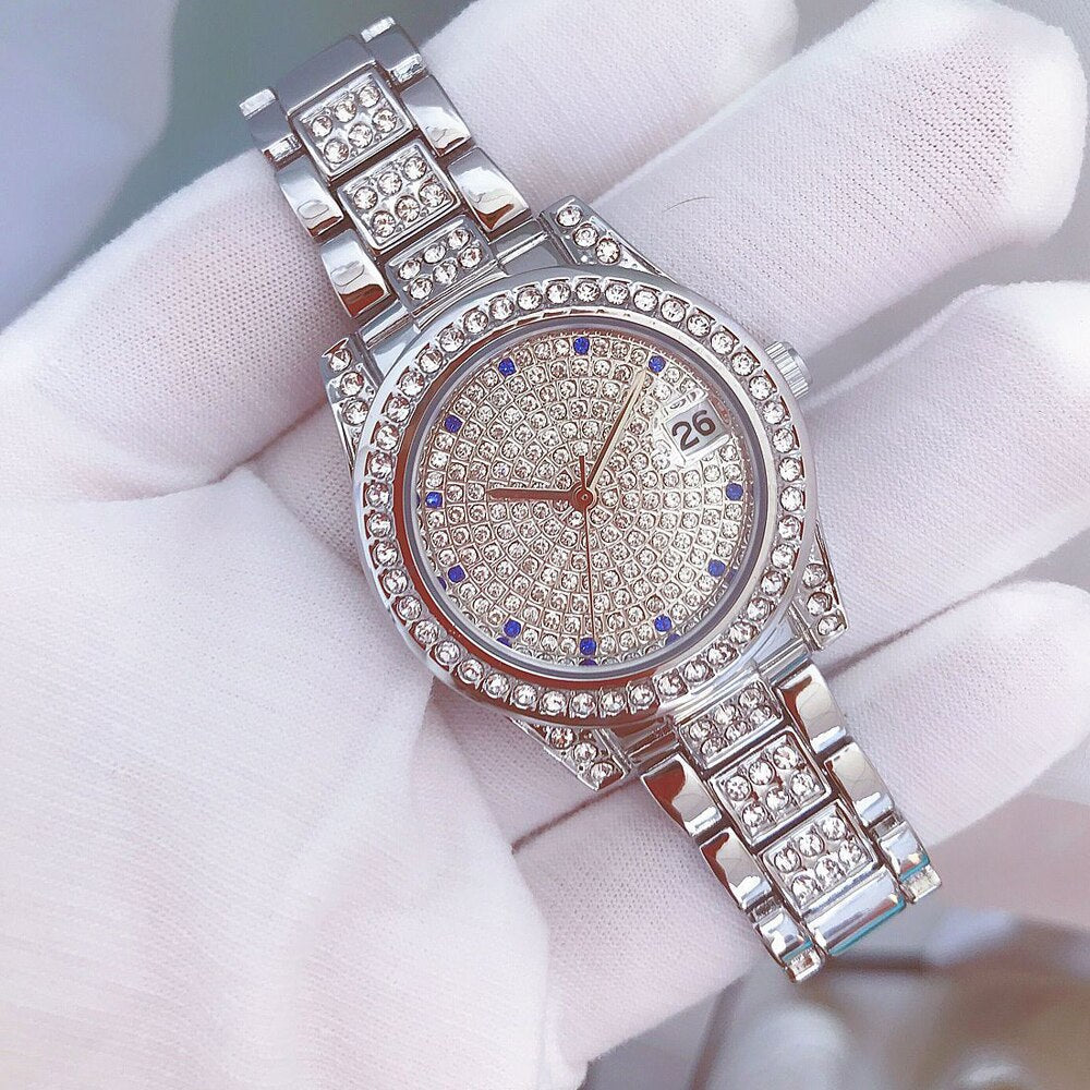  Luxury Women's Crystal Diamonds Decor Stainless Steel Dress Wristwatch - Watches for Women - DYAVOR® 