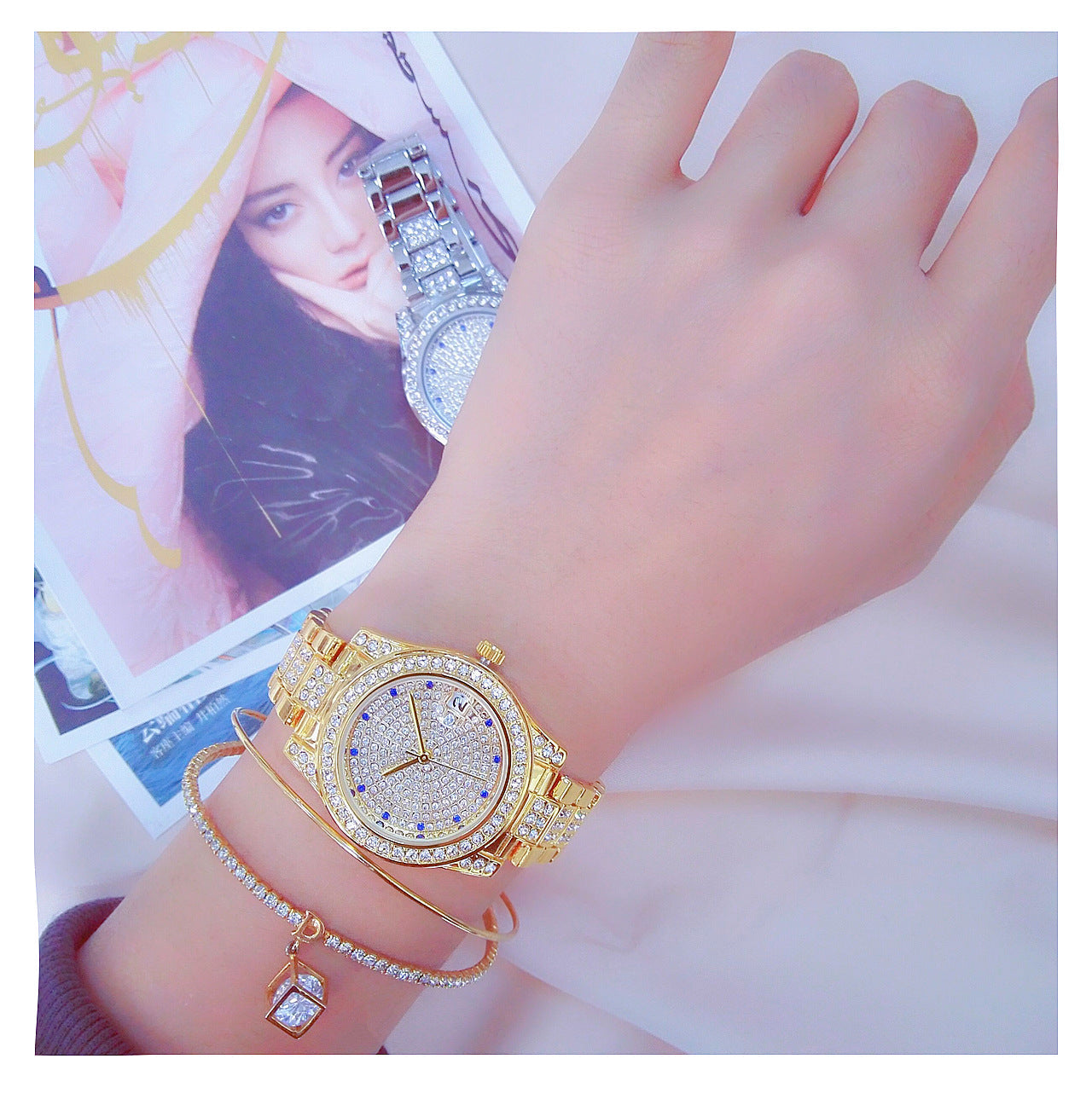  Luxury Women's Crystal Diamonds Decor Stainless Steel Dress Wristwatch - Watches for Women - DYAVOR® 