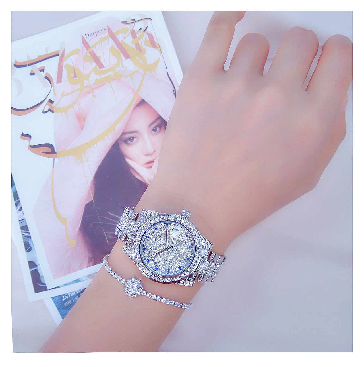  Luxury Women's Crystal Diamonds Decor Stainless Steel Dress Wristwatch - Watches for Women - DYAVOR® 