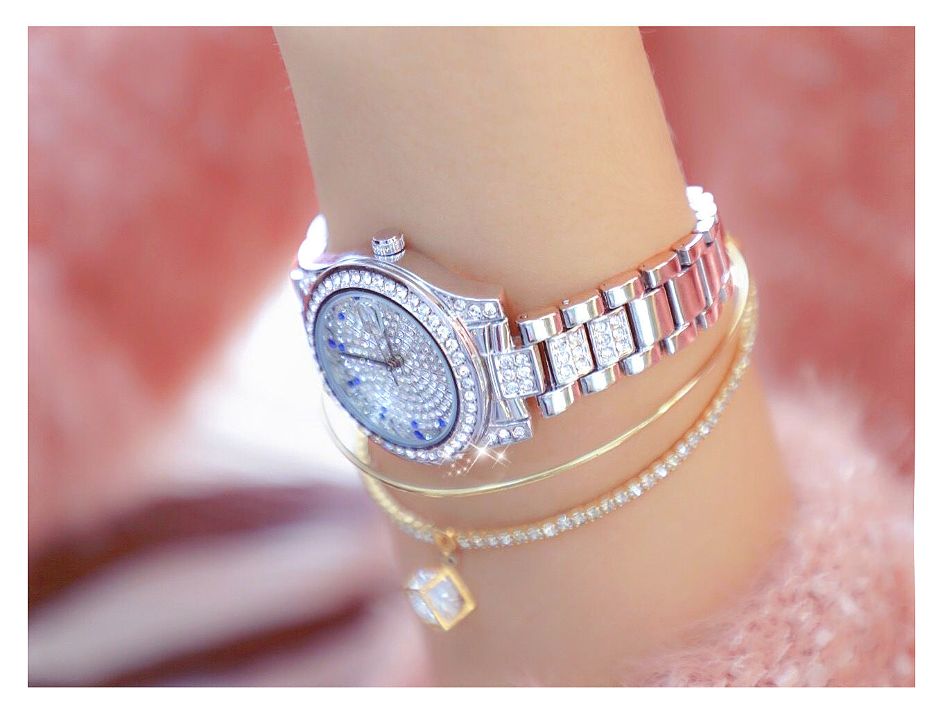  Luxury Women's Crystal Diamonds Decor Stainless Steel Dress Wristwatch - Watches for Women - DYAVOR® 