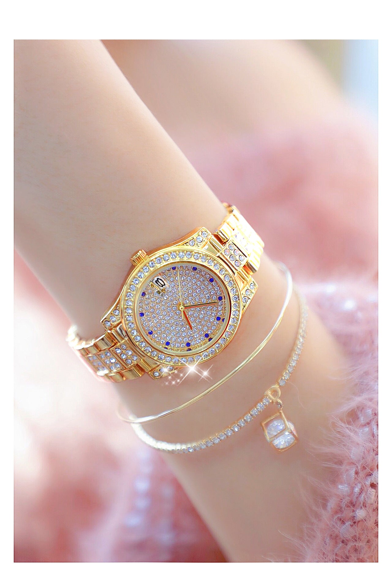  Luxury Women's Crystal Diamonds Decor Stainless Steel Dress Wristwatch - Watches for Women - DYAVOR® 