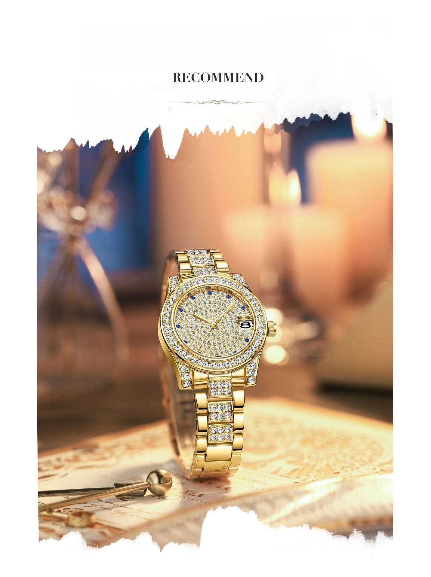  Luxury Women's Crystal Diamonds Decor Stainless Steel Dress Wristwatch - Watches for Women - DYAVOR® 