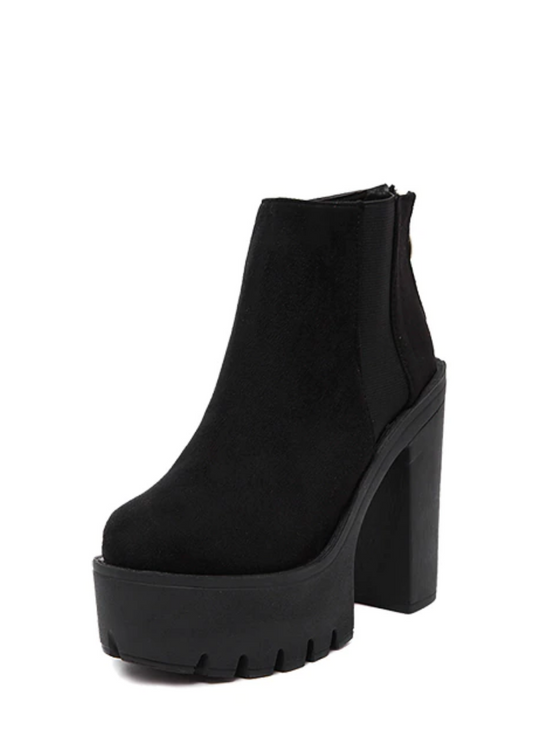  Penelope Women's Velvety Black Ankle Boots - Booties - DYAVOR® 