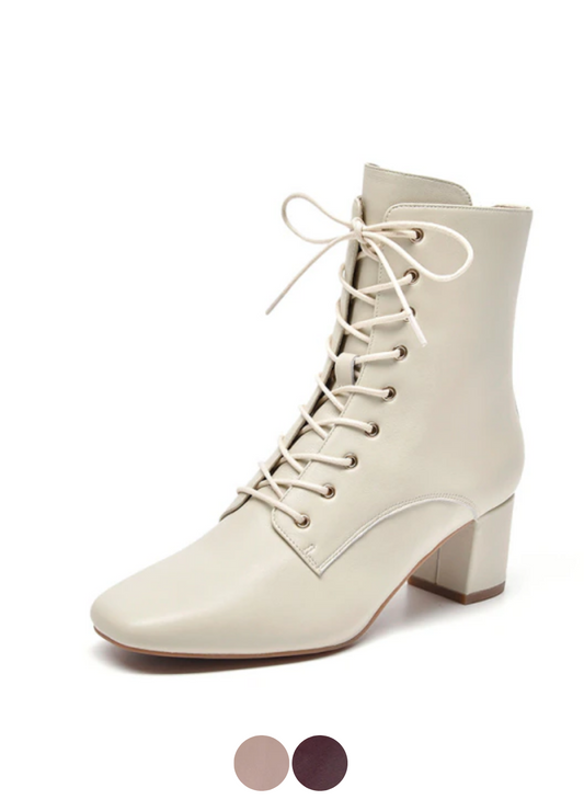  Mercy Women's Genuine Leather Lace Up High Heel Boots - Boots - DYAVOR® 