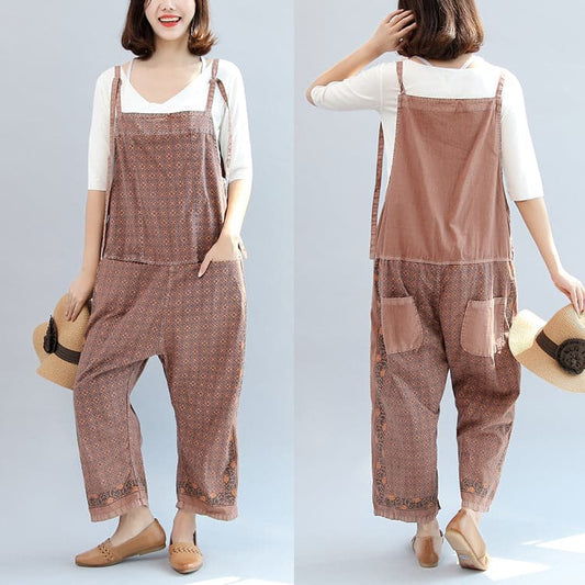  new autumn cotton patchwork prink trousers oversize jumpsuit pants -  - DYAVOR® 