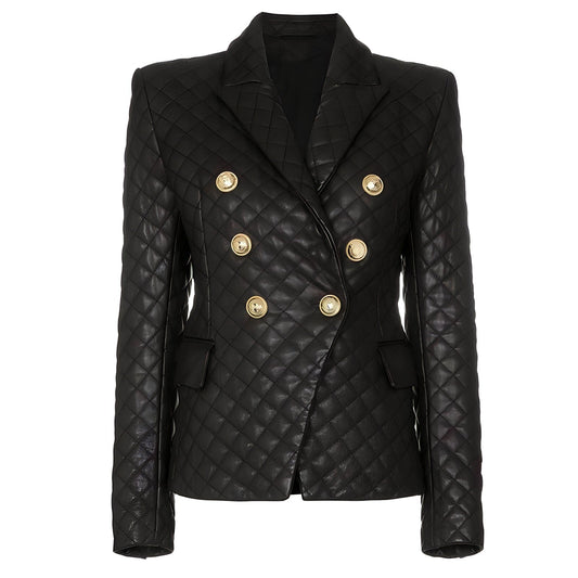  The Cynthia Quilted Faux Leather Blazer -  - DYAVOR® 