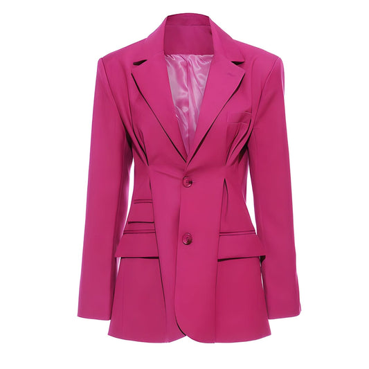  The Magenta Pleated Blazer -  - DYAVOR® 