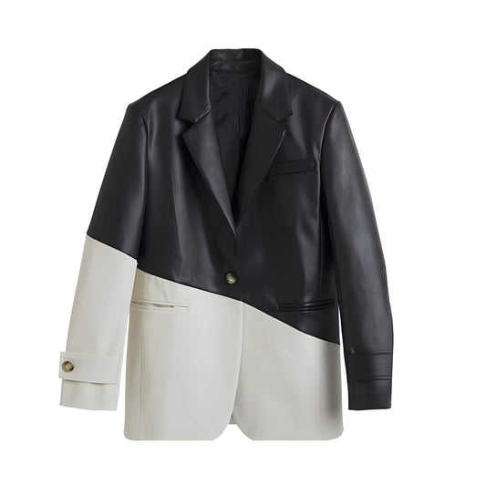  The Darla Faux Leather Long Sleeve Blazer -  - DYAVOR® 