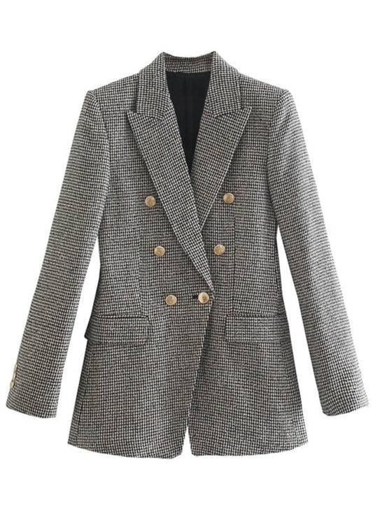  Houndstooth Double Breasted Blazer -  - DYAVOR® 