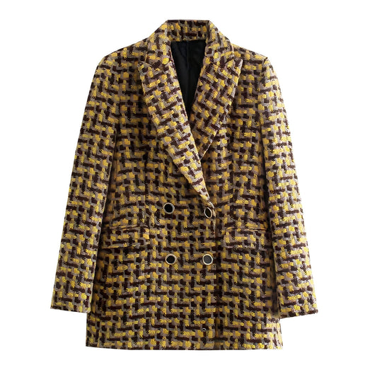  The Hive Houndstooth Long Sleeve Blazer -  - DYAVOR® 