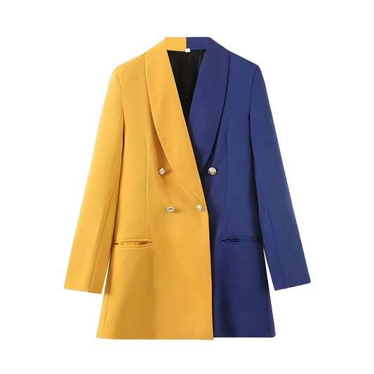  The Poodle Color Splice Long Sleeve Blazer -  - DYAVOR® 