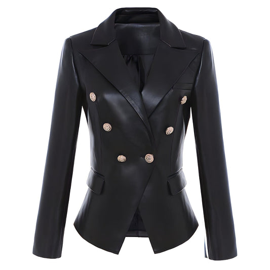 The Katerina Faux Leather Blazer -  - DYAVOR® 