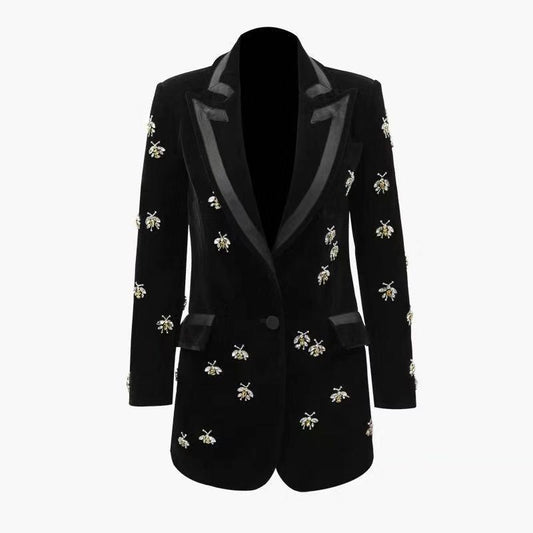  The Giovanna Velvet Long Tail Blazer -  - DYAVOR® 