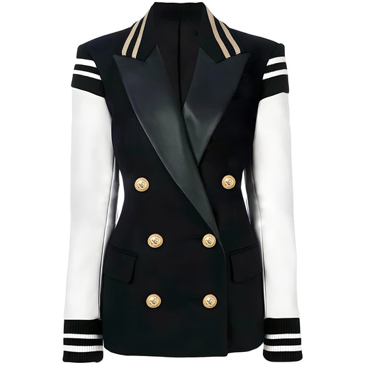  The Felicity Faux Leather Varsity Blazer -  - DYAVOR® 