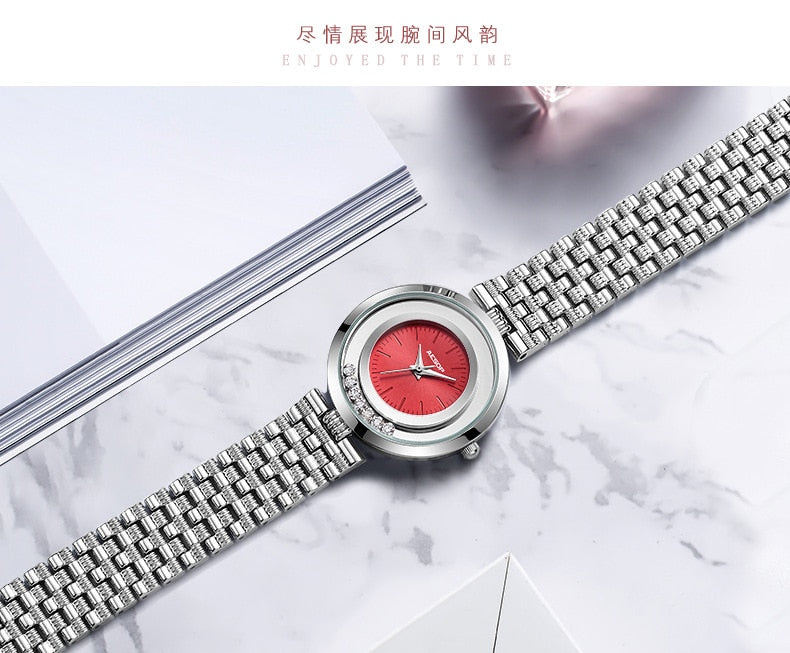 Purple Alloy Fashion Ultra-thin Waterproof Quartz Watch for Ladies