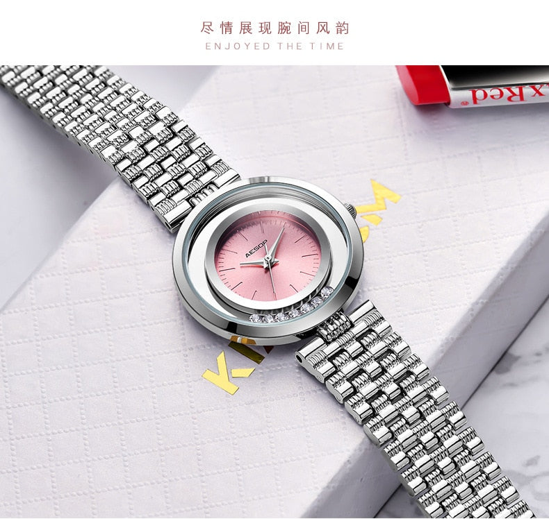 Purple Alloy Fashion Ultra-thin Waterproof Quartz Watch for Ladies