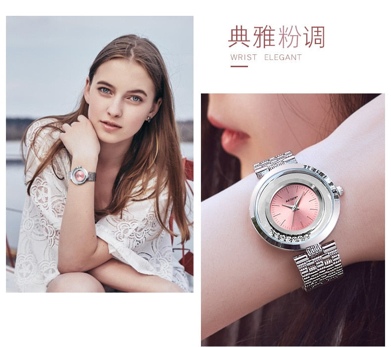 Purple Alloy Fashion Ultra-thin Waterproof Quartz Watch for Ladies