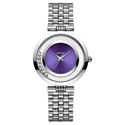 Purple Alloy Fashion Ultra-thin Waterproof Quartz Watch for Ladies