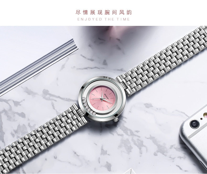 Purple Alloy Fashion Ultra-thin Waterproof Quartz Watch for Ladies