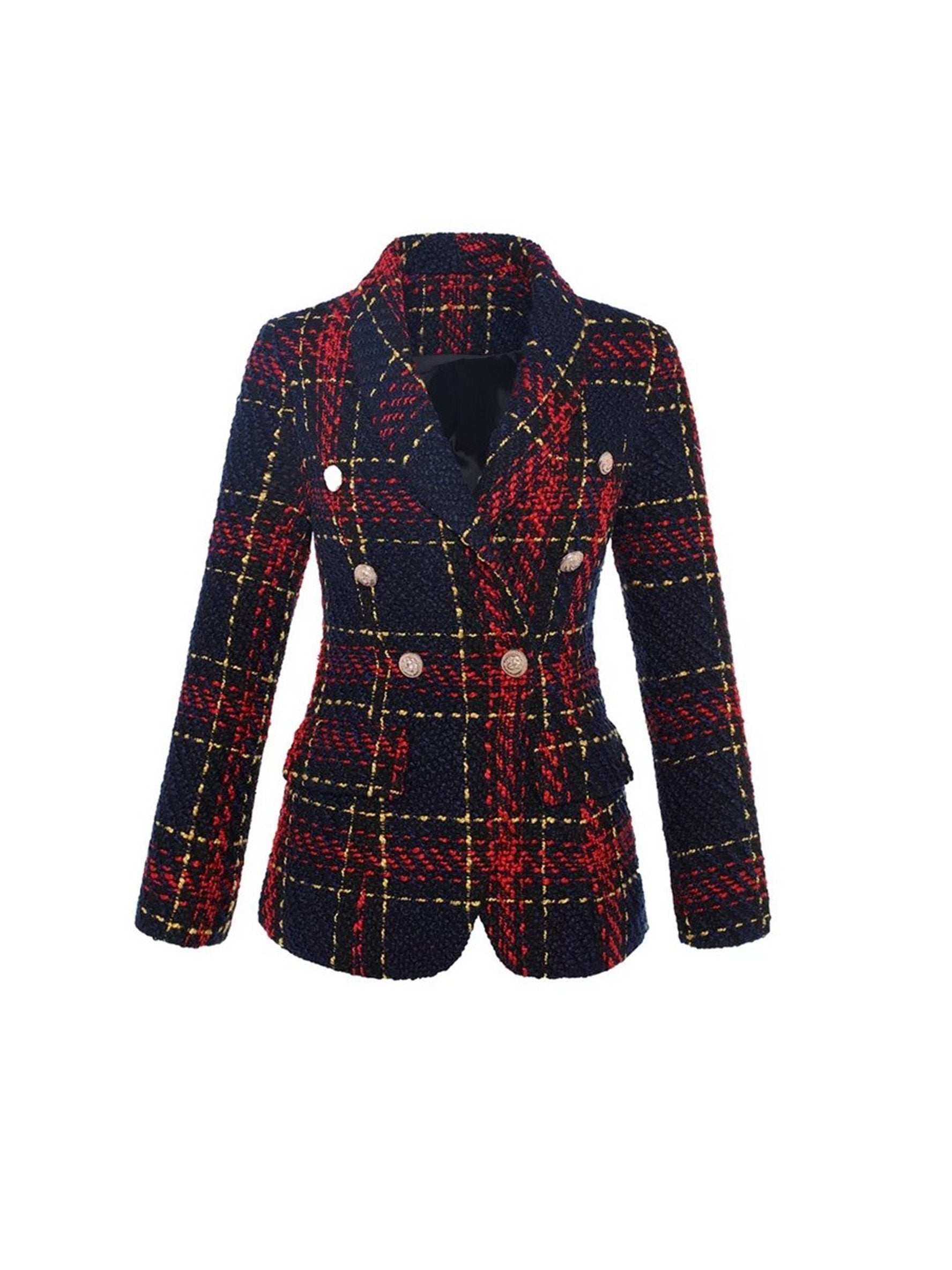  Navy-Red Tweed Blazer -  - DYAVOR® 