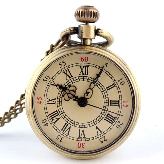  Simple Style Unisex Bronze Roman Numerals 82cm Transparent Pocket Watch - Unisex Style Watches - DYAVOR® 
