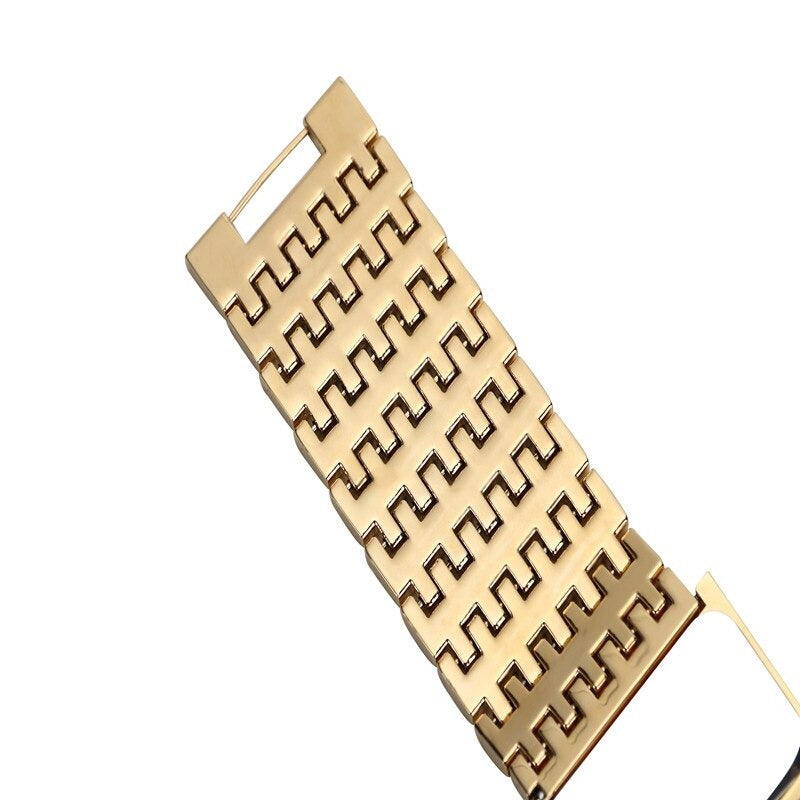 Stainless Steel Chain Fashion Gold Quartz Square Watch for Women