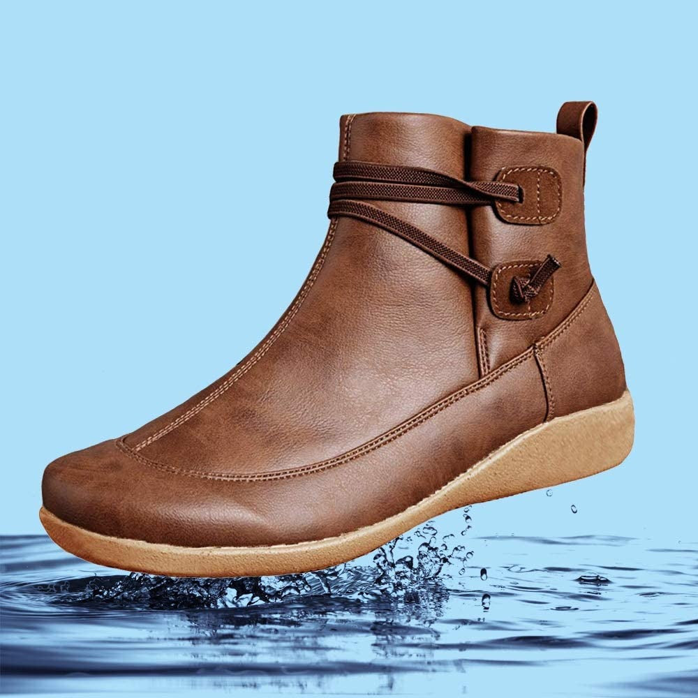  Groovywish Women Snow Ankle Boots Waterproof Leather Orthopedic Shoes -  - DYAVOR® 