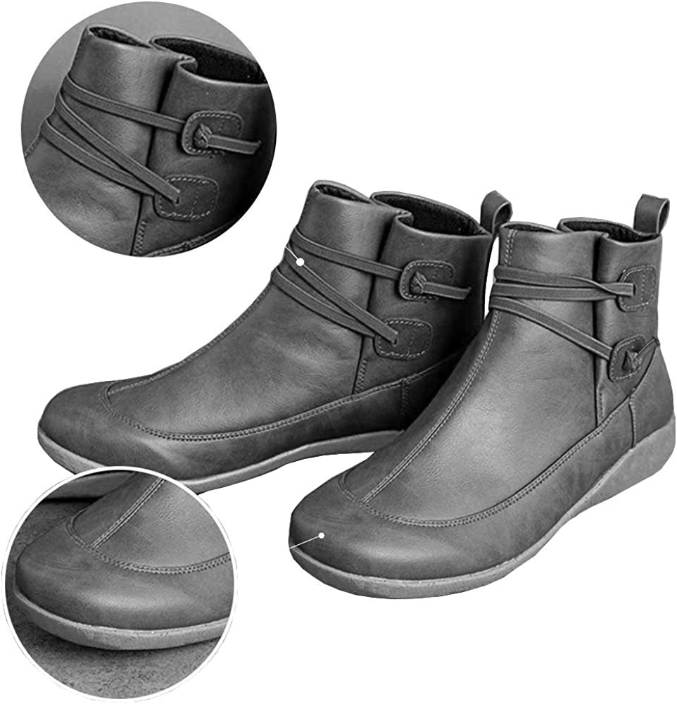  Groovywish Women Snow Ankle Boots Waterproof Leather Orthopedic Shoes -  - DYAVOR® 
