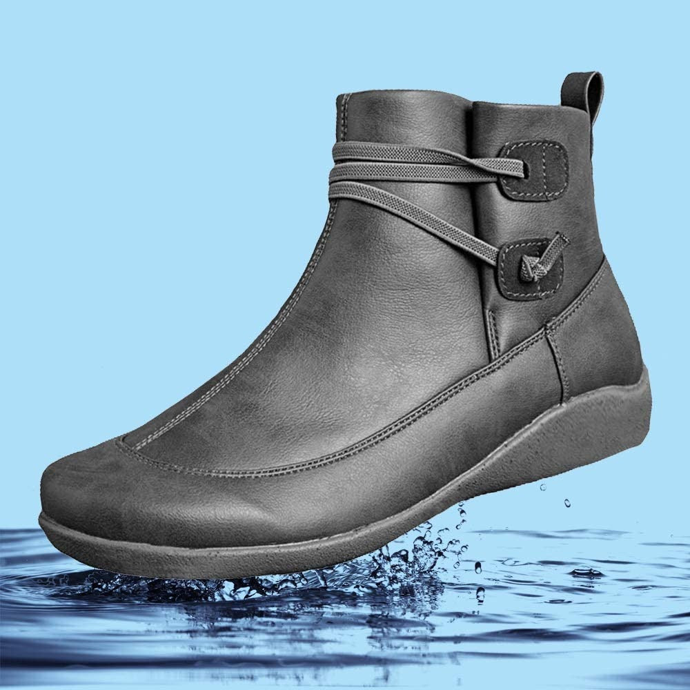  Groovywish Women Snow Ankle Boots Waterproof Leather Orthopedic Shoes -  - DYAVOR® 