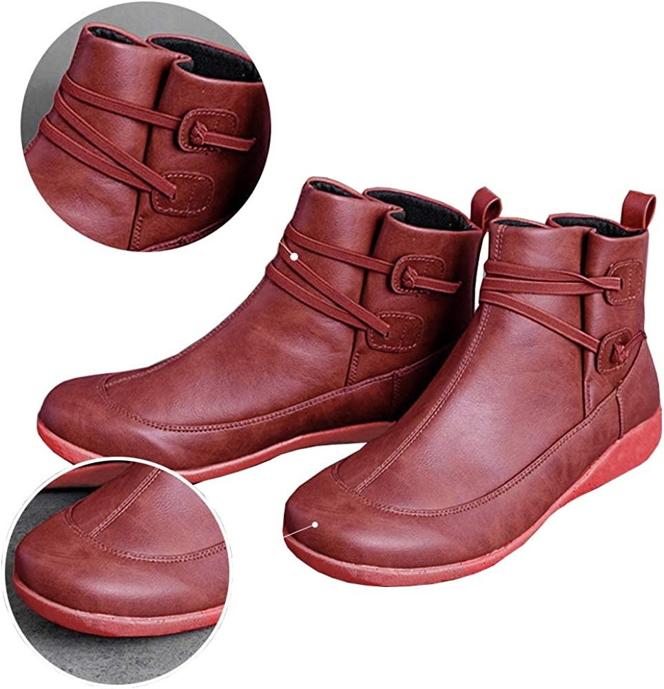  Groovywish Women Snow Ankle Boots Waterproof Leather Orthopedic Shoes -  - DYAVOR® 