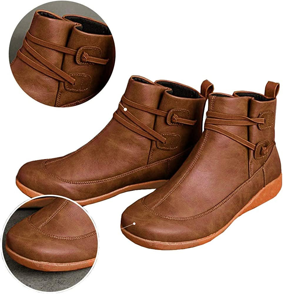  Groovywish Women Snow Ankle Boots Waterproof Leather Orthopedic Shoes -  - DYAVOR® 