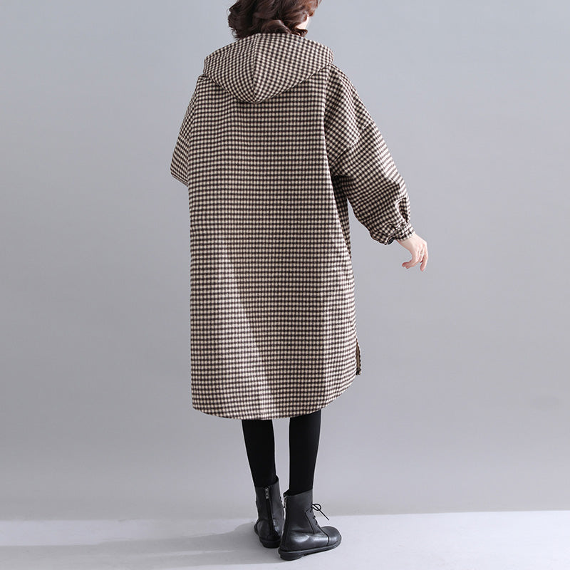  thick plaid womens parkas trendy plus size hooded warm winter coat Luxury long sleeve winter coats -  - DYAVOR® 