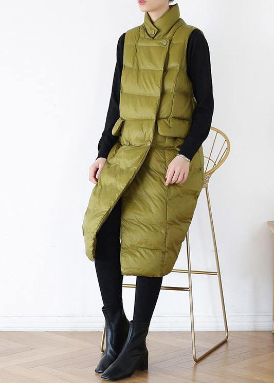  thick yellow green casual outfit casual down jacket stand collar sleeveless winter outwear -  - DYAVOR® 