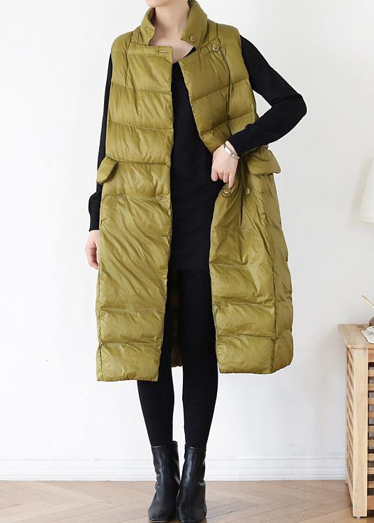  thick yellow green casual outfit casual down jacket stand collar sleeveless winter outwear -  - DYAVOR® 