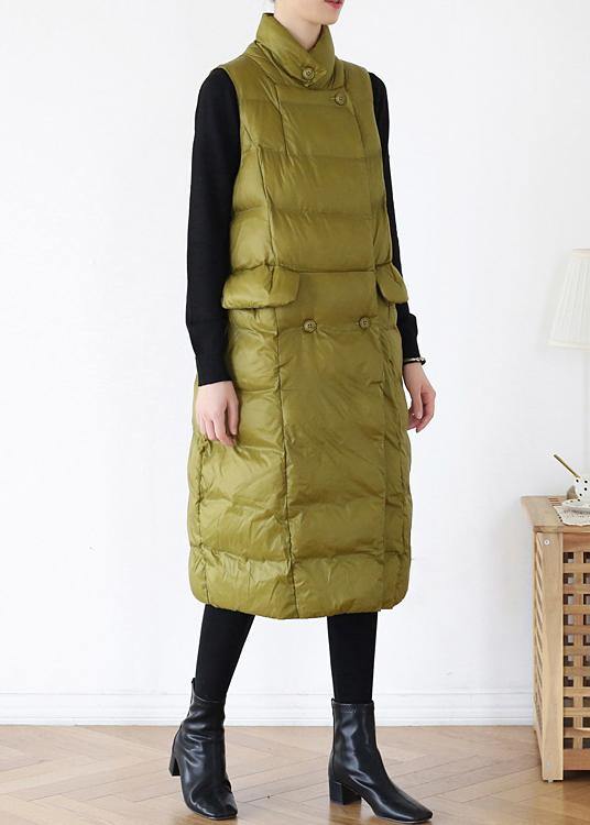  thick yellow green casual outfit casual down jacket stand collar sleeveless winter outwear -  - DYAVOR® 