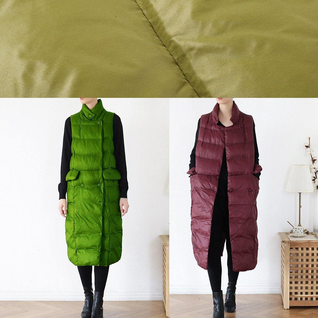 thick yellow green casual outfit casual down jacket stand collar sleeveless winter outwear -  - DYAVOR® 