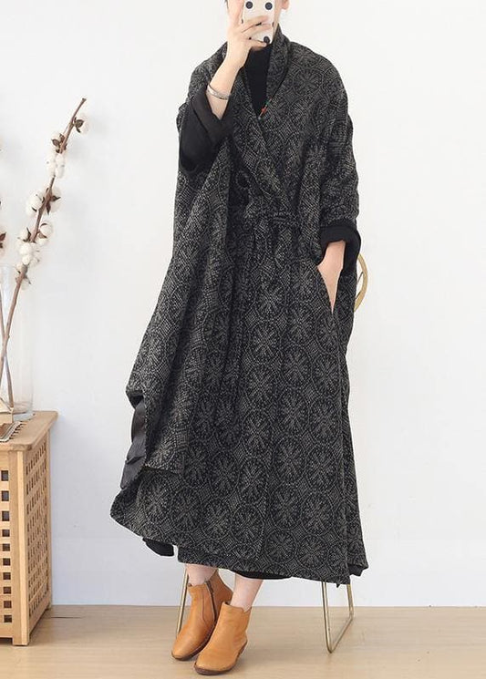  plus size Jackets & Coats cloak coatgrayv neck woolen outwear - Trench coats - DYAVOR® 