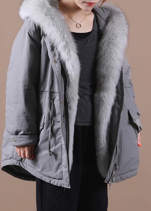  Loose fitting warm winter coat hooded drawstring parkas -  - DYAVOR® 