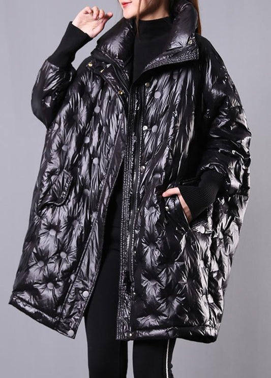  Fine Black Duck Down Coat Plus Size Stand Collar Winter Jacket Batwing Sleeve New Overcoat -  - DYAVOR® 