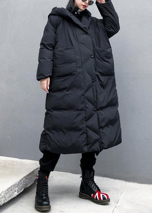 fine black womens parkas plus size winter hooded pockets outwear -  - DYAVOR® 