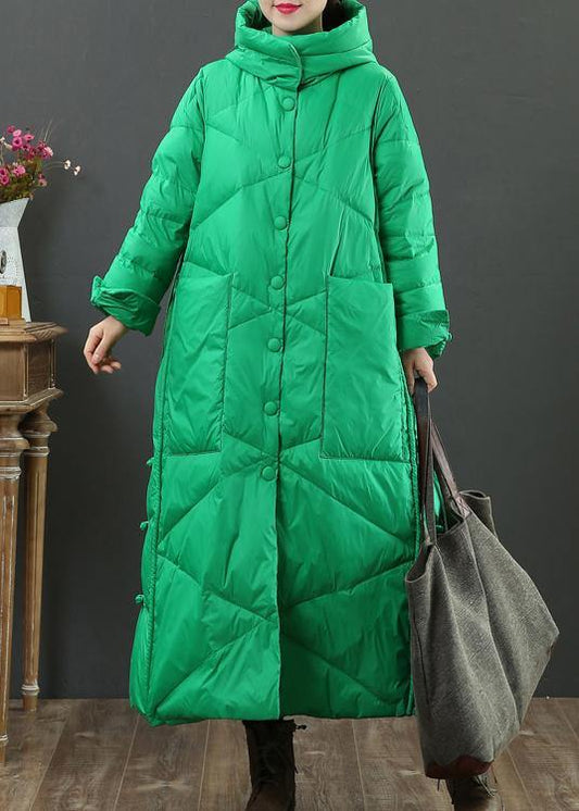  fine green warm winter coat oversize down jacket hooded Button Down women Jackets -  - DYAVOR® 