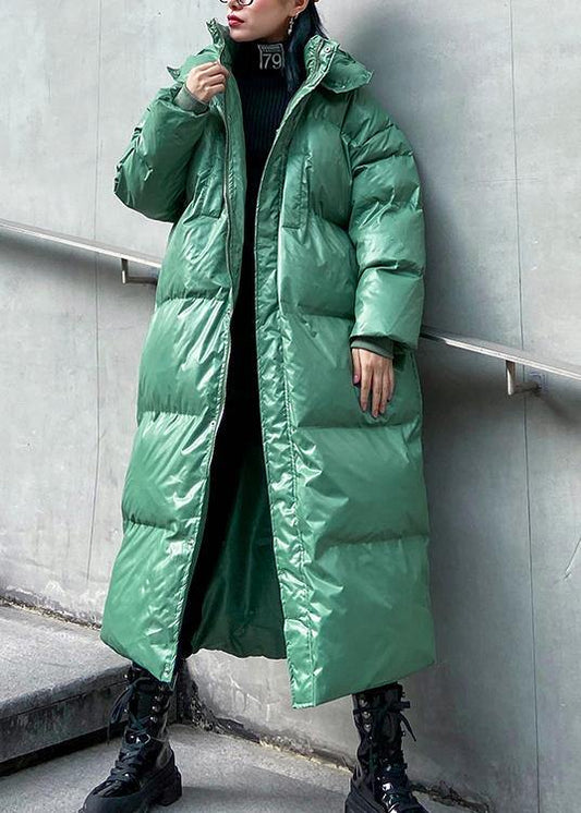  plus size clothing down jacket outwear green hooded zippered winter outwear -  - DYAVOR® 