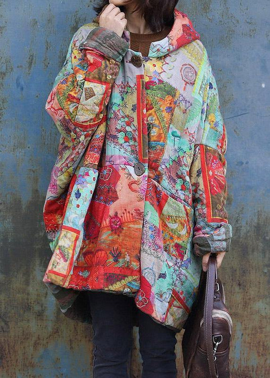  fine red prints winter coats trendy plus size snow jackets hooded patchwork winter coats -  - DYAVOR® 