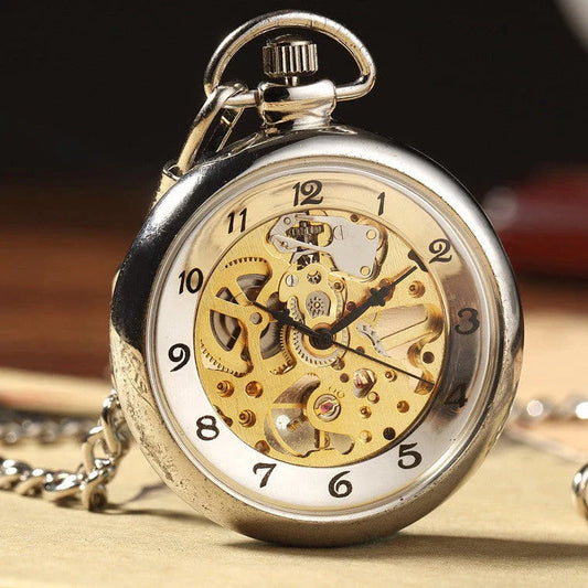  Unique Fashion Silver Steel Skeleton Transparent Mechanical Pocket Watches - Unisex Style Watches - DYAVOR® 