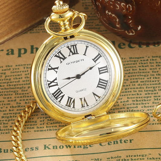  Unisex Acrylic Stainless Steel Roman Number Quartz Pocket Fob Watch - Unisex Style Watches - DYAVOR® 