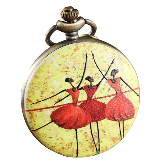  Unisex Antique Printed Colorful Ballet Girl Full Hunter Quartz Pocket Watch - Unisex Style Watches - DYAVOR® 