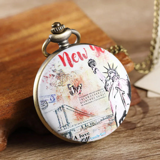  Unisex Antique Style Printed State Of Liberty Quartz Easy Read Pocket Watch - Unisex Style Watches - DYAVOR® 