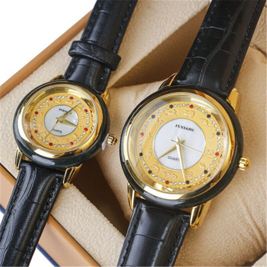 Unisex Fashion Natural Jade Stone Quartz Movement Waterproof Watch